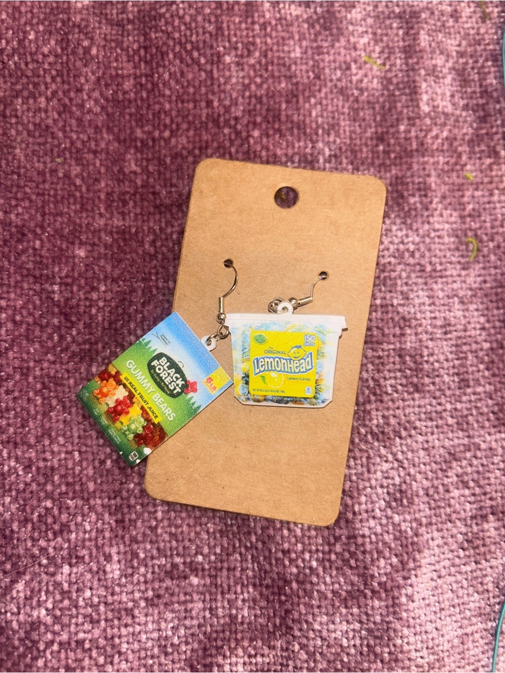 Novelty Lemonhead & Gummi Bears Toy Earrings - Yellow and Multicolor